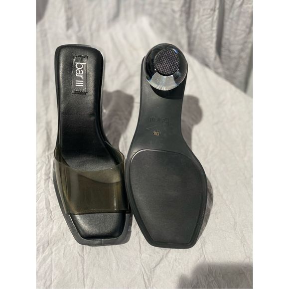 Bar lll black slip on sandals clear ball heel 2” ladies SZ 8.5 and clear top - Picture 8 of 8